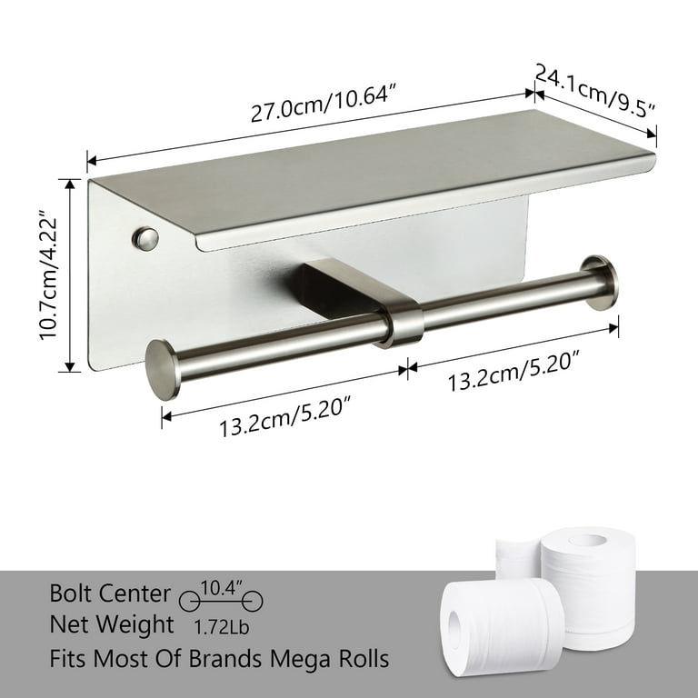 Double Toilet Paper Holder for 2 Mega Rolls, Durable Stainless Steel  Construction, Rust-Proof, Matte Black