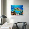 thumbnail image 3 of JRXY Family Wall Decor For Bedroom Family Canvas Wall Art For Bathroom Sea Turtles Wall Pictures Artwork Office Canvas Art Blue Ocean Wall Painting Modern Living Room Kitchen Home  20x16in, 3 of 4