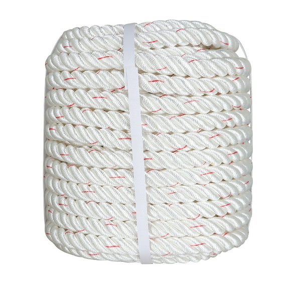 PET-U High Strength Braid Rope Pulling Rope Polyester Rope Multipurpose Bull Rigging 3/4 Inch x 100 Feet White Red