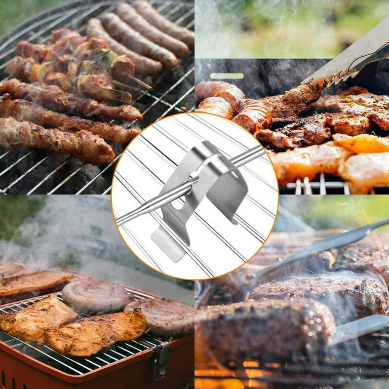 6pcs/pack Three-hole Barbecue Probe Clip Stainless Steel Grill