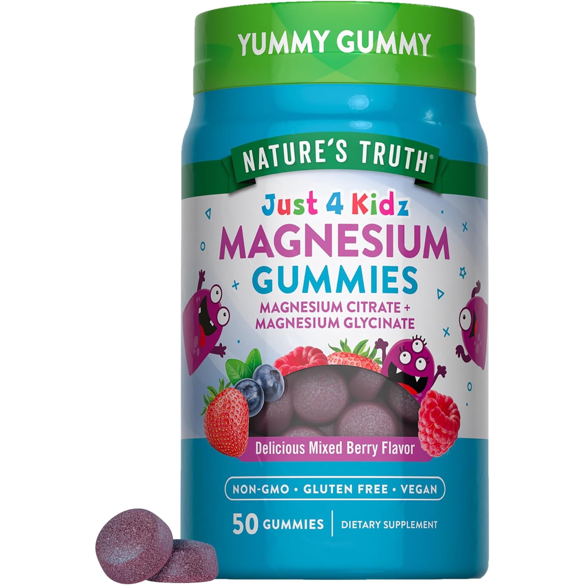Magnesium Gummies | 50 Count | For Kids | Mixed Berry Flavor | by Nature's Truth