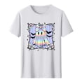 thumbnail image 6 of JOANKDMI Halloween Graphic T-Shirts for Women Cute Holographic Ghost Bow Print Short Sleeve Crewneck Casual Fall Tops Pastel Y2K Season Holiday Tee Shirts Blouses, 6 of 6