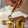 thumbnail image 5 of 1 Juego de cuchara medidora de acero inoxidable, herramientas de medición con mango de madera de Acacia, 5 of 5