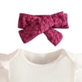 thumbnail image 4 of Enyan Toddler Baby Girl Winter Outfits Long Sleeve Ribbed Shirt Bow Overall Dresses Suspender Skirt Set Newborn Girls Spring Fall Clothes Hot Pink,3-6 Months, 4 of 6