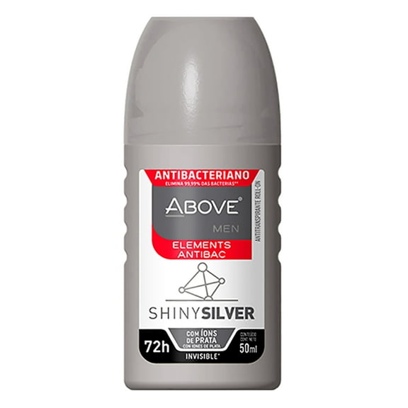 ABOVE Shiny Silver - 72 Hour Elements Antiperspirant Roll-On Deodorant for Men - Notes of Jasmine and Mint - Protects Against Sweat and Body Odor - Stain, Cruelty, and Alcohol Free - 1.7 oz