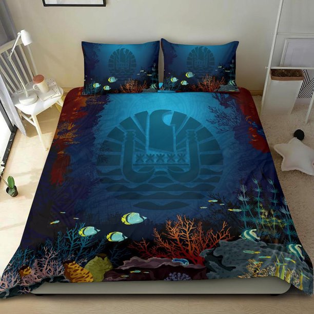 Juego de Ropa de Cama Polinesia - Polinesia Francesa Juego de Funda Nórdica Bajo el Mar