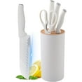 thumbnail image 1 of Knife Block Set, 5-Piece White Stainless Steel Kitchen Knife Set with Universal Knife Block Holder, Sharp Non-Stick Chef Knives for Home Restaurant Apartment (White), 1 of 7