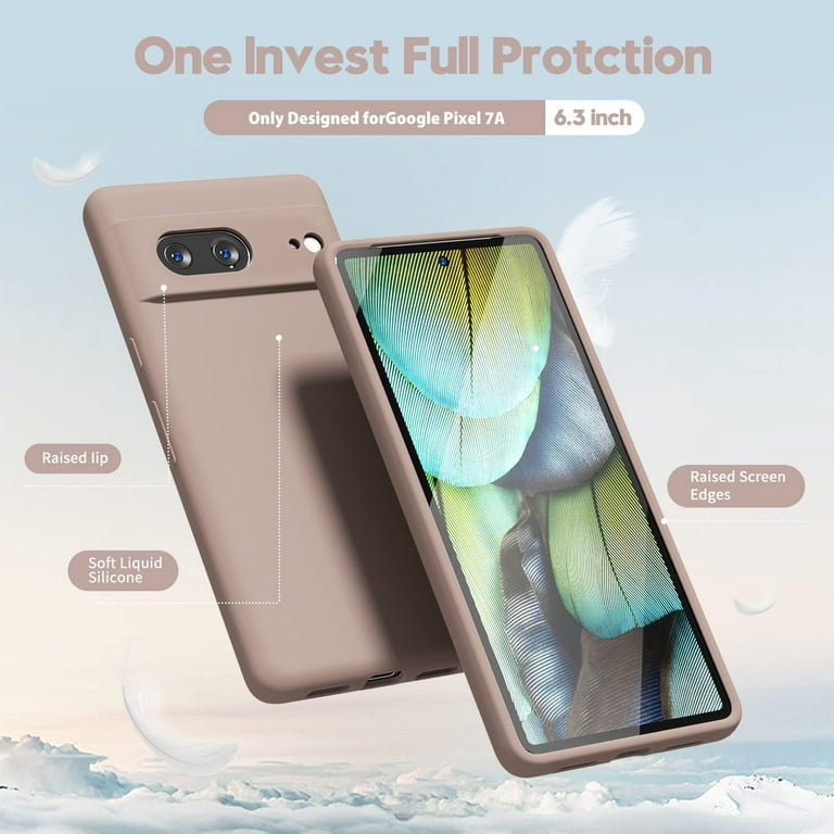 Designed for Google Pixel 7A Case Silicone Grip, Soft Rubber Gel Phone Case  for Women Girl Cute, Thin Slim Flexible Protective TPU 6.1, Light Brown 
