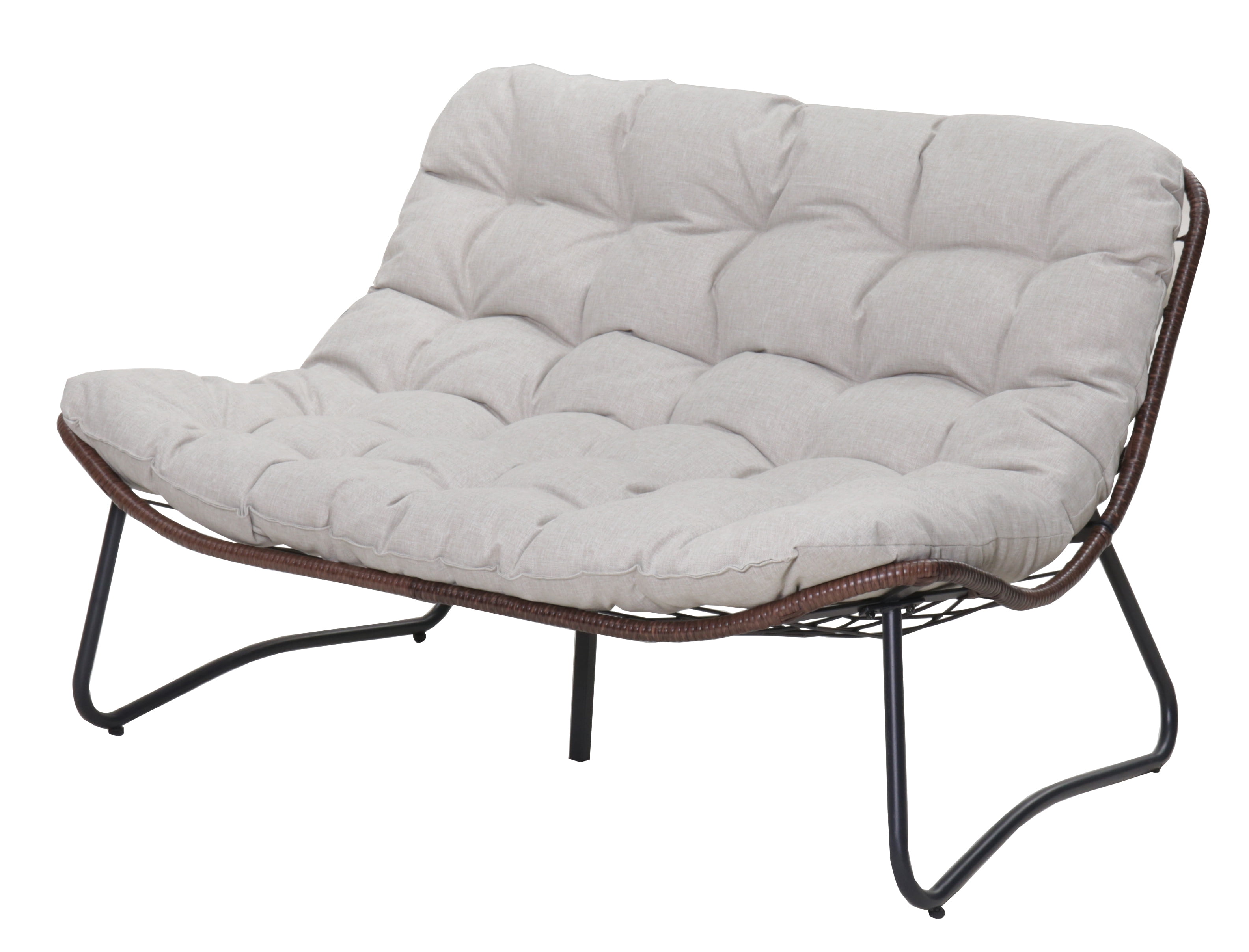 Outdoor Loveseat, Patio Wicker Loveseat, All-Weather Rattan Sofa with Thick Cushion, Rust-Proof Steel Frame, 50.8-Inch Width, Minimal Assembly for Garden Balcony Backyard Patio, Brown