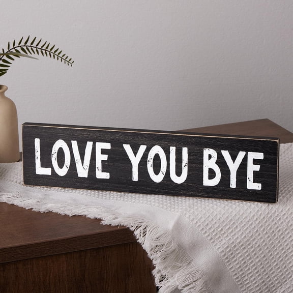 Love You Bye, Farmhouse Metal Sign Home Wall Decor - Rustic Hallway Wall Art, Entryway Tabletop Decoration, Aluminum Metal Tin Sign Wall Decorations 16x4