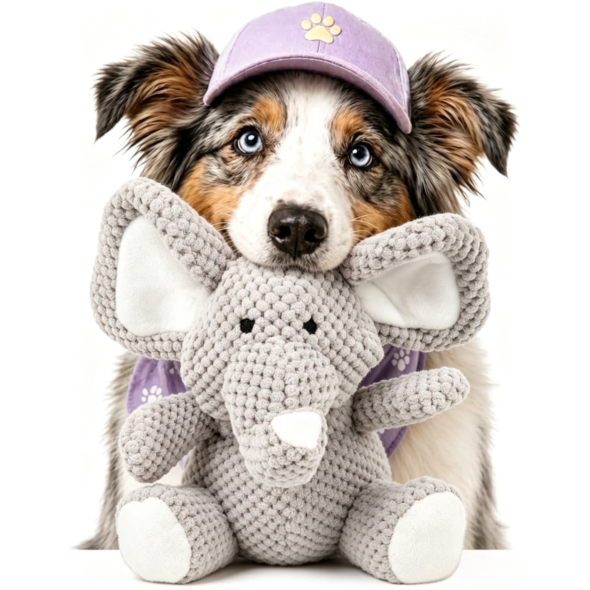 Tough Elephant Dog Toy for Aggressive Chewers – Chew Resistant Plush with Reinforced Seams, Built-in Squeaker, Minimal Stuffing for Active Play, Large Gray