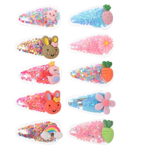OUNONA 10pcs Cute Characters Hair Accessories Hairpins for Girls Assorted Color Style