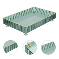 HOMEMAXS Green Snack Serving Tray with Gold Rim Dried Fruit Platter for Parties 12.5 x 8.5 Inches