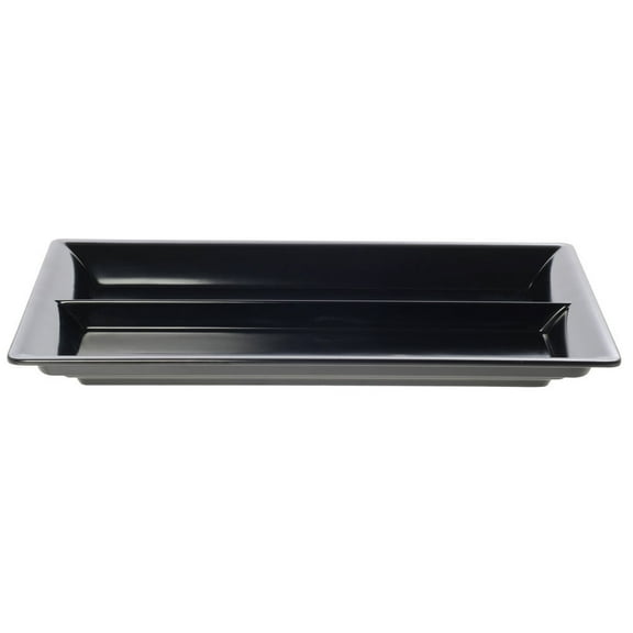 HUBERT Cold Food Bar Pan Full Size Divided Black Melamine - 21 1/2 L x 13" W x 2" H