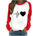 thumbnail image 2 of Ailaofu Womens Love Heart Raglan T-Shirts Casual Long Sleeve Valentine's Wife Day Graphic Tees Tops, 2 of 5