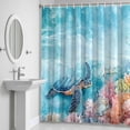 thumbnail image 6 of Blue Ocean Turtle Bathroom Shower Curtain, Nautical Watercolor Pink Orange Sea Coral Starfish Waterproof Washable Soft Bath Curtain for Bathtub Decor with 12 Hooks&Grommet, 60x72 Inch, 6 of 9