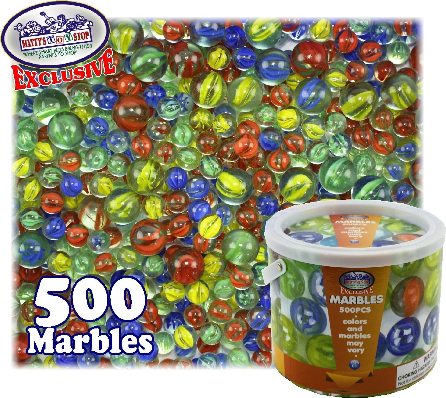 Regal Games 160 Count Traditional Glass Marbles with a Storage Tin Variety of Patterns 3 Sizes