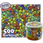 Deluxe 500 Pieces (7.5 Pounds) of Cat's Eyes Marbles & Shooters with Exclusive "Matty's Toy Stop" Storage Bucket