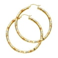 thumbnail image 1 of FB Jewels 14K White Yellow And Rose Tri Gold 3mm Diamond-Cut Hoop Womens Earrings 45MM X 45MM, 1 of 1