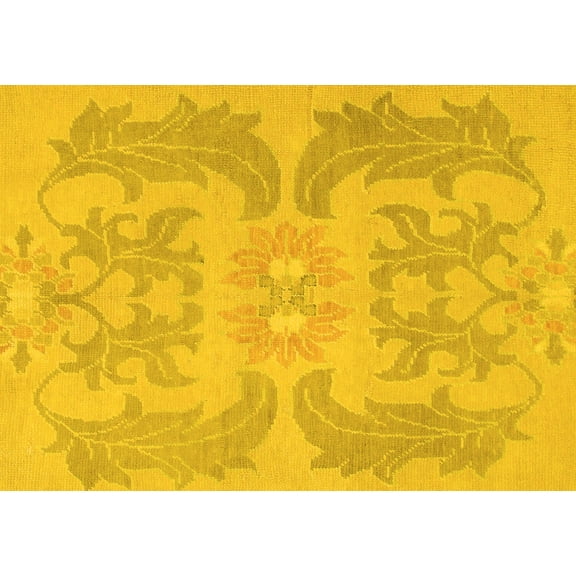 Ahgly Company Machine Washable Indoor Rectangle Abstract Yellow Modern Area Rugs, 5' x 7'