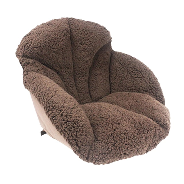 Cojín de felpa para silla de oficina, cálido y con soporte lumbar para decoración de habitación y ordenador. Café