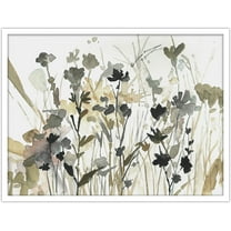 PixonSign Framed Wall Art Print Pastel Watercolor Almond Cherry Blossom Lily Flowers Nature Wilderness Illustrations Realism Rustic Landscape Colorful for Living Room, Bedroom, Office - 12"x16" WHITE