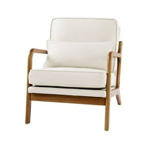 MCM Accent Chair for Living Room, Linen Fabric Lounge Chair with High Resilience 5.7 Inch Cushion, Mid Century Modern Reading Armchair