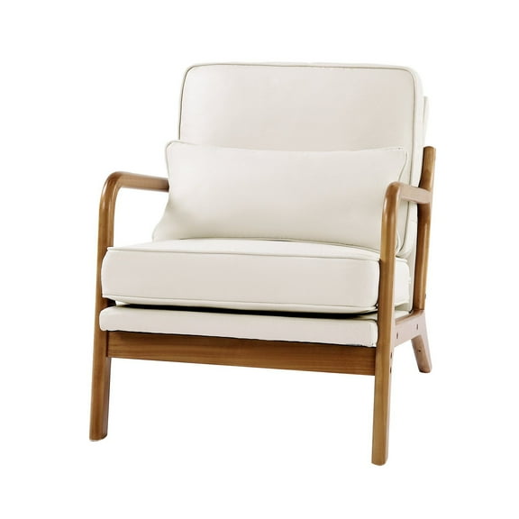 MCM Accent Chair for Living Room, Linen Fabric Lounge Chair with High Resilience 5.7 Inch Cushion, Mid Century Modern Reading Armchair