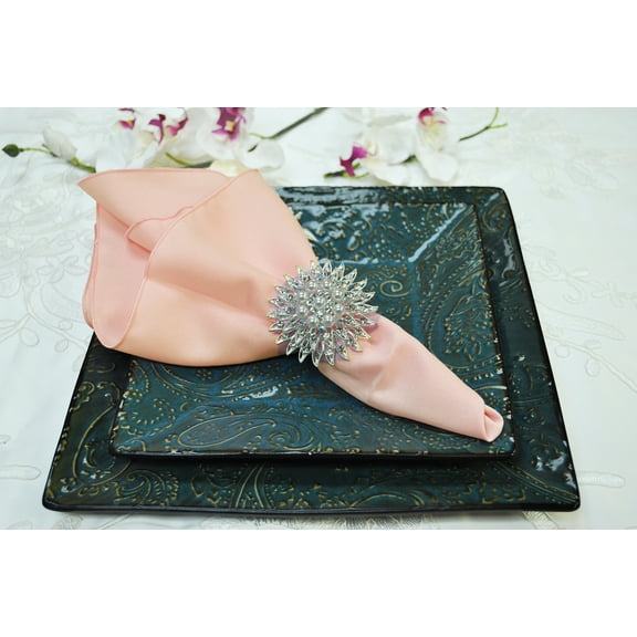 Wedding Linens Inc. (10 pcs) 17" x 17" Polyester Linen Napkins - Apricot / Peach