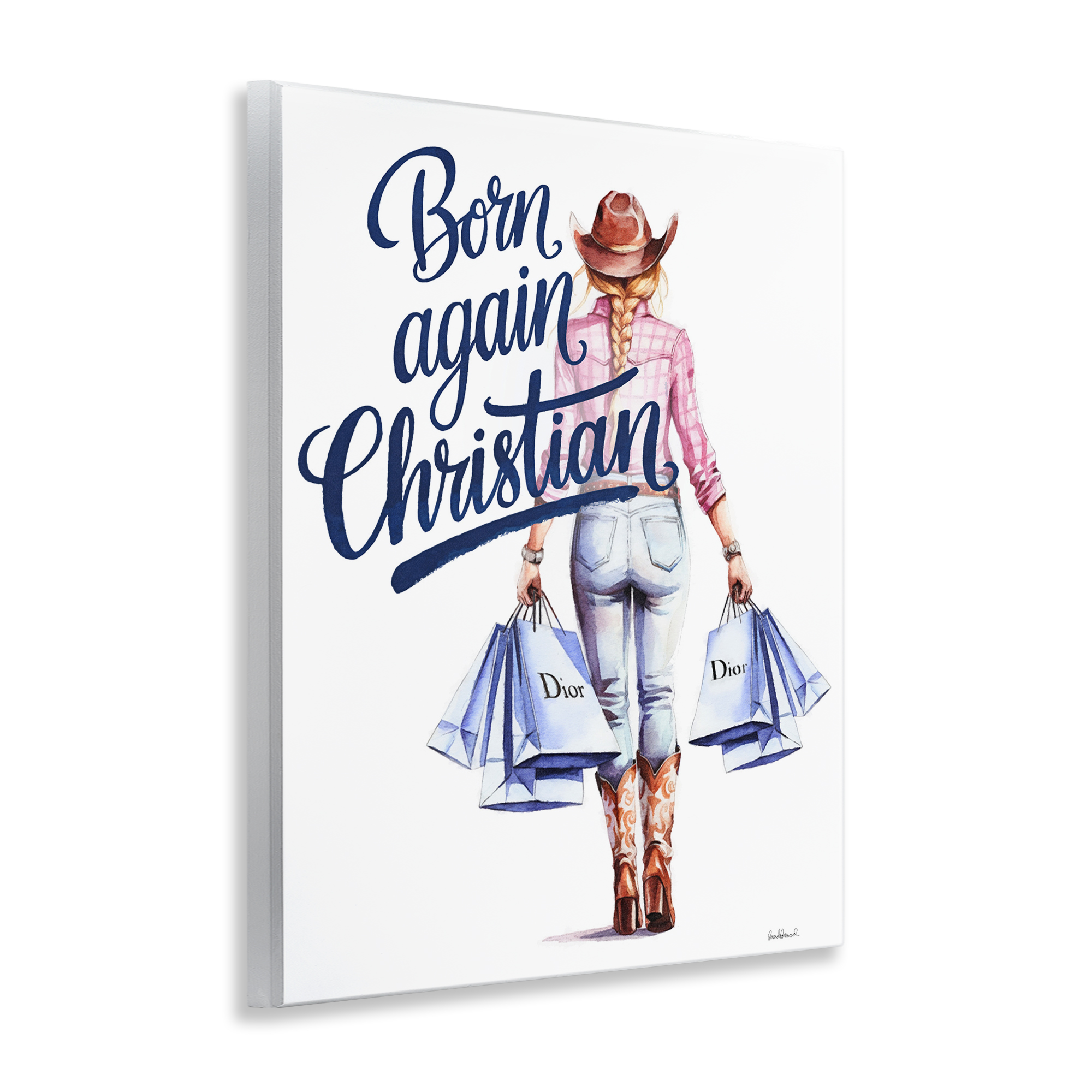 Born Again Christian Cowgirl Wall Plaque Art, design by Amanda Greenwood