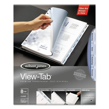 Wilson Jones View-Tab Transparent Index Dividers, 8-Tab, Rectangle, Letter, Clear -WLJ55068
