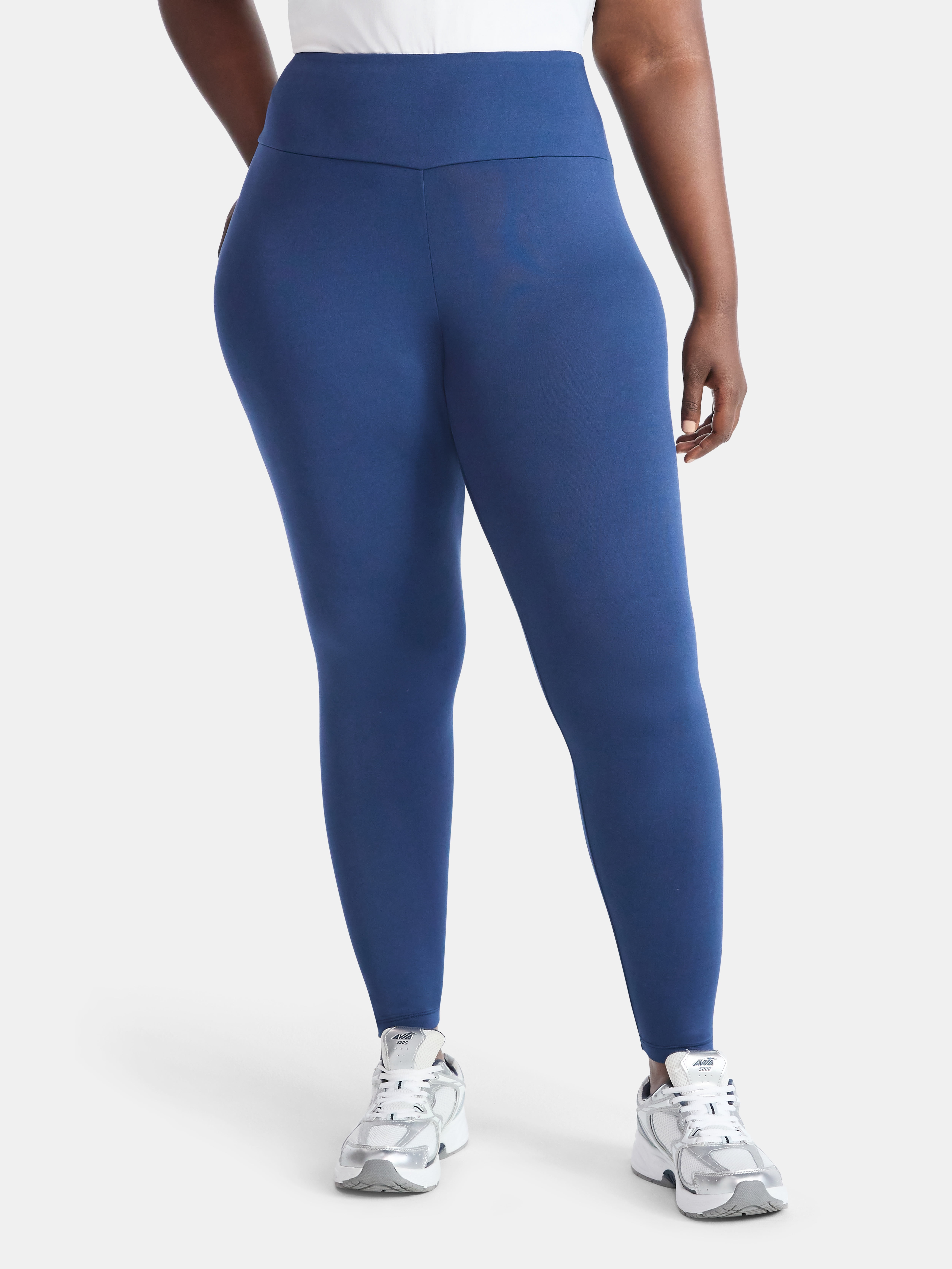 Feathers Plus size Women’s Cozy Lightweight Fleece-Lined Stretch Multipack Leggings for Everyday Wear, 5 Pack, Sizes 1X-4X