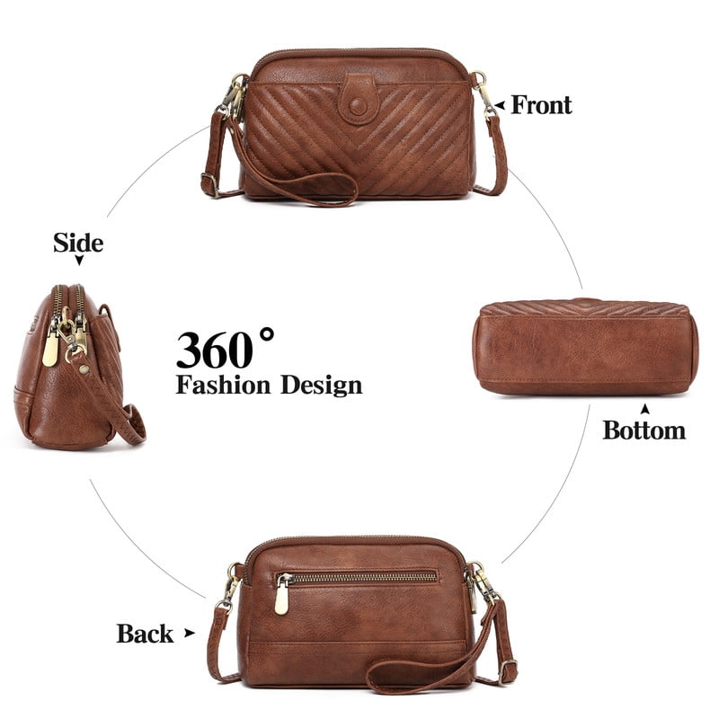 GAEKEAO Crossbody Bags for Women Leather Shoulder Purse Cross Body Bag Handbag with Wristlet Top Zipper