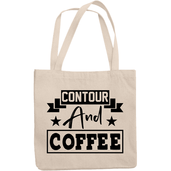 12oz Canvas Tote Bag - Contour and Coffee, Contouring Makeup Skill or Technique Quote - Beauty Themed Merch for Makeup Artist or Cosmetologist, Gift for Makeup Lovers & Beauticians