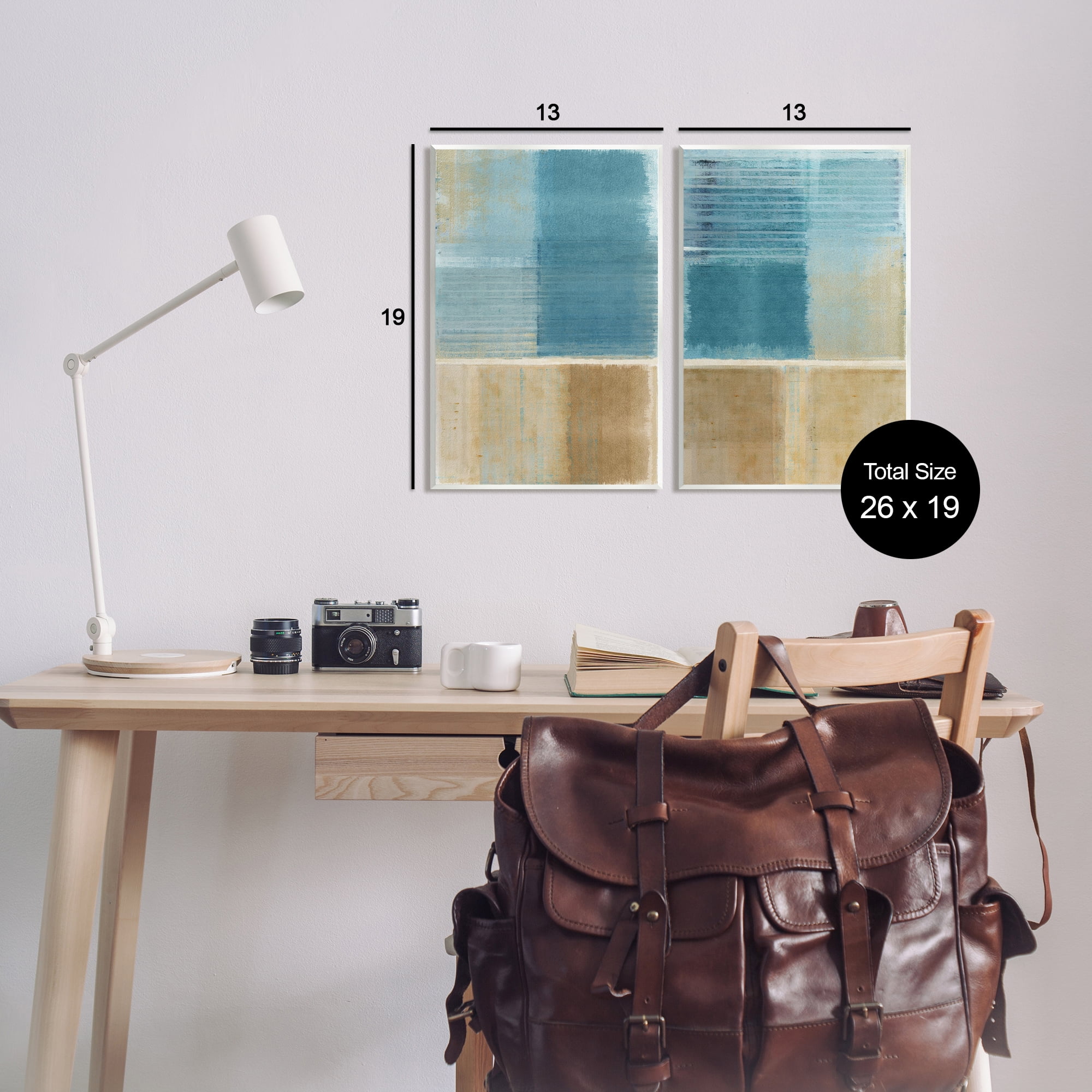 Stupell Industries Brown & Blue Abstraction Abstract Painting Unframed Art Print Wall Art, 13 x 19