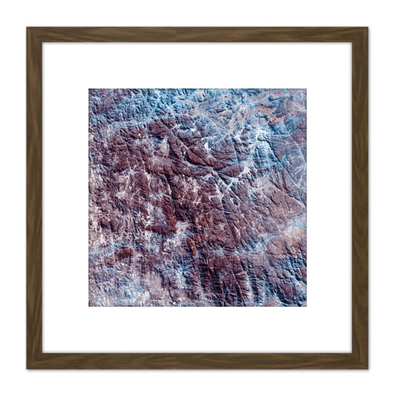 Abstract Mountains Texture 8X8 Inch Square Wooden Framed Wall Art Print Picture with Mount