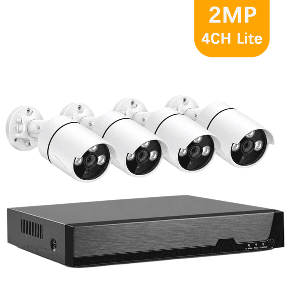 Wired Security Camera System Outdoor, 4 Channel 2MP Lite AHD TVI DVR Recorder NO HDD, 4pcs Wired Surveillance CCTV Indoor Camera Outdoor Waterproof, AI Human/Vehicle Detection, Night Vision