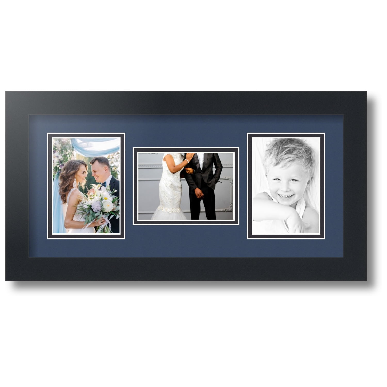 Baby Boy Multi Aperture Picture Frame Holds 3 Photos 