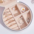 thumbnail image 3 of Vanity Box Faux Leather - Portable Zipper Round Necklace Organizer Jewelry Case, 3 of 6