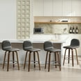 thumbnail image 3 of Swivel Bar Stools Set of 1, 29" Counter Height Upholstered PU Leather Barstools with Low Back Walnut Bentwood Legs, Mid Century Modern Bar Chair Kitchen Island Stool, 3 of 11