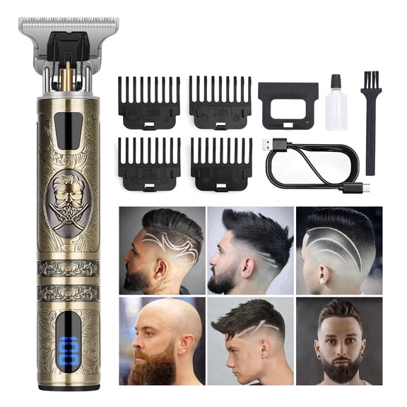 Obacre Professional T-Blade Trimmer for Men, Cordless Hair & Beard Clipper with Zero-Gap Precision Blade, LCD Display, USB-C Rechargeable Grooming Kit for Haircuts, Beard Lines and Barbershop Style