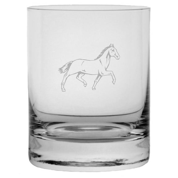 Andalusian Body - Alternate Horse Themed Etched 10.25oz Crystal Rocks Whisky Glass