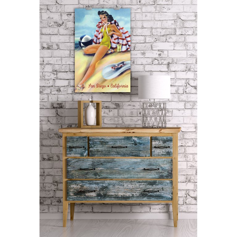 San Diego, California - Coquette on the Beach (16x24 Giclee Gallery Print,  Wall Decor Travel Poster) 