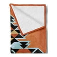 thumbnail image 2 of Tribal Soft Flannel Fleece Throw Blanket, Pattern Abstract Design Traditional Elements Print, Cozy Plush for Indoor and Outdoor Use, 70" x 90", Orange Black Pale Blue, by Ambesonne, 2 of 5