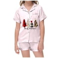 thumbnail image 2 of Ulitacool Christmas Pajamas Girls Short Sleeve Lappel Button Down Xmas Sleepwear Top And Pants Jammies Christmas Tree Printed New Year Nightwear Autummn Winter Casual Outfits 6-7 Years Light Pink, 2 of 5