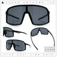 thumbnail image 2 of Classic Mens Oversized Shield Wrap Around MTB Sport Plastic Sunglasses Matte Black - Black, 2 of 8