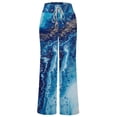 thumbnail image 4 of Kayannuo Wide Leg Pants for Women Christmas Clearance Women Ladies Summer Printings Drawstring Wide Leg Pants Leggings Blue, 4 of 5