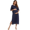 thumbnail image 2 of Eternatastic Womens Zipper Robe Half Sleeves Loungewear Dress Full Length Sleepwear Pockets Housecoat Nightgown Long Bathrobe, 2 of 7