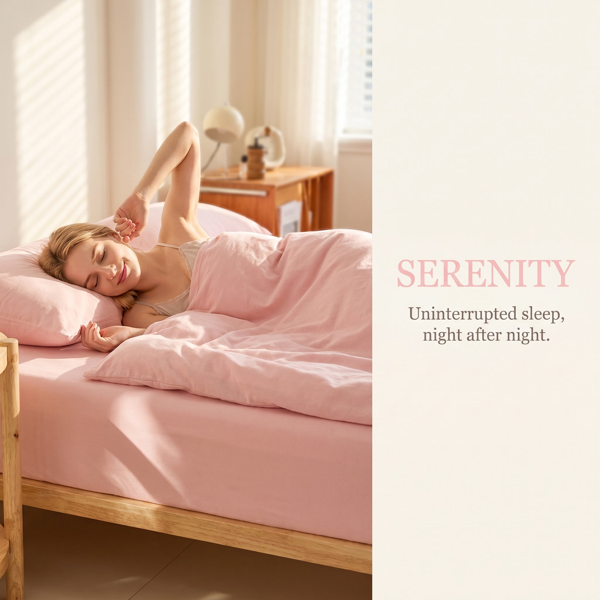 Unique Bargains Fitted Sheet Solid Cotton Bed Sheets Breathable Creamy pink 39"x74.8"