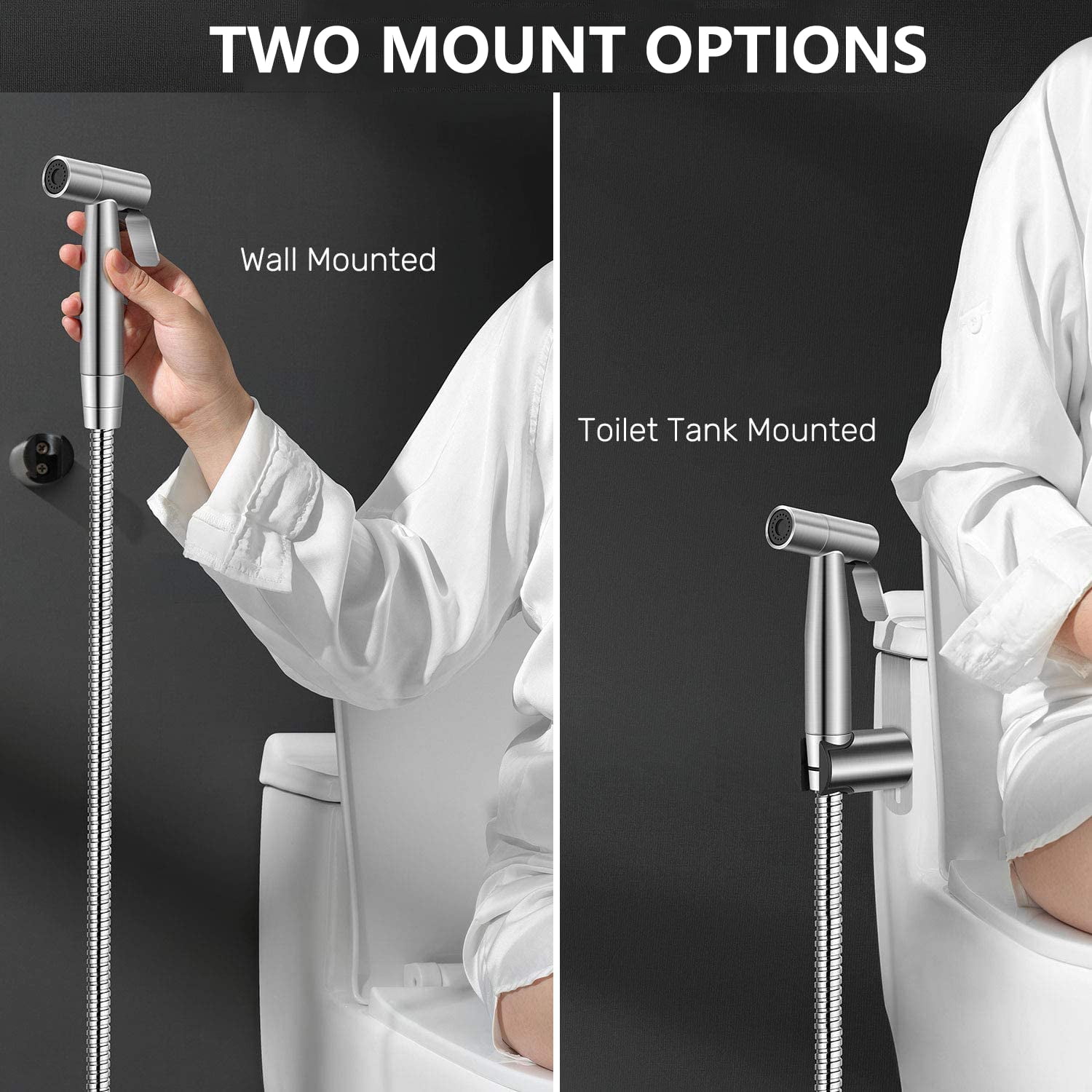 PHANCIR Handheld Bidet Sprayer for Toilet, Brushed Nickel Bidet Attachment for Feminine Wash